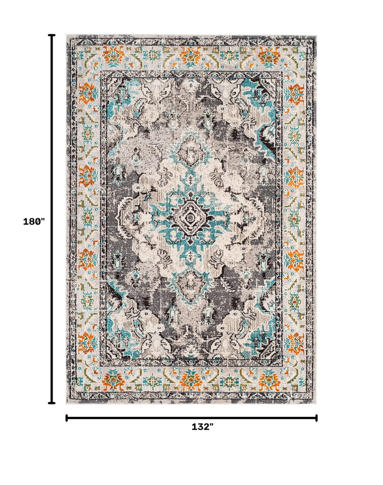 Monaco Area Rug 11x15 (11' x 15' (Rectangular) / Grey/Light Blue)