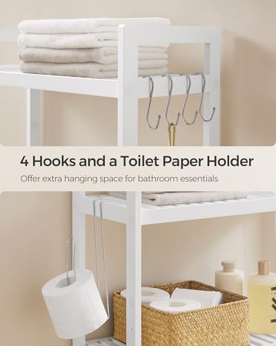 3 Tier Bamboo Over The Toilet Storage (3 Tiers (66.9"H) / Cloud White)