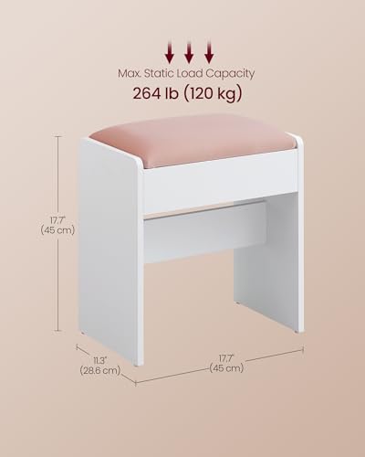 17.7 Inch Velvet Vanity Stool with Anti (17.7"W(Vanity Stool) / Cloud White)