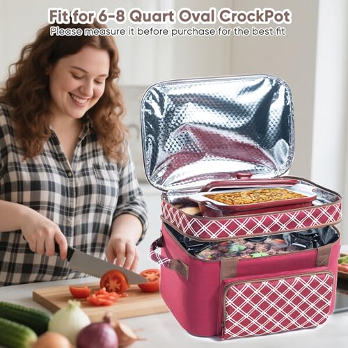 Double Layer Slow Cooker Carrier Bag for 6 (Burgandy)