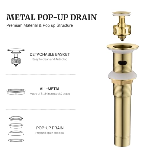 Bathroom Sink Stopper (With Overflow / Gold Brushed)