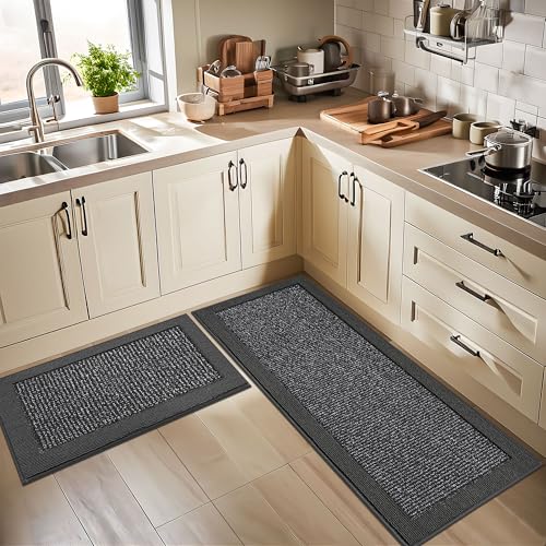 Kitchen Rugs Set of 2 (Charcoal / 24"x36"+24"x60" (Rectangular))