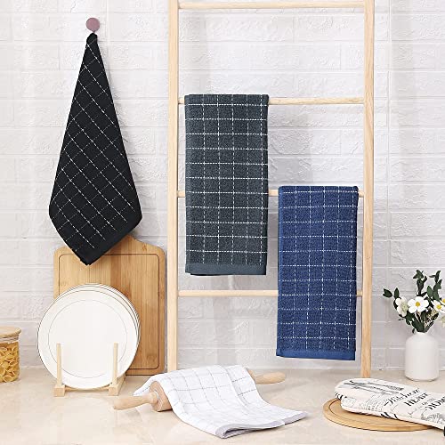 100% Cotton Terry Kitchen Towels (Navy+grey+black / 13 X 28 - 6 Pack)