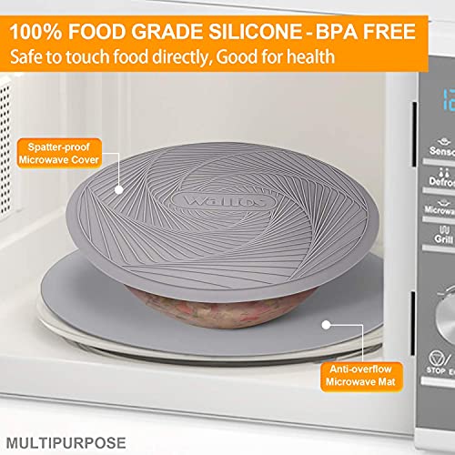Silicone Microwave Mats (10+12in, 2 Grey Microwave Mat)