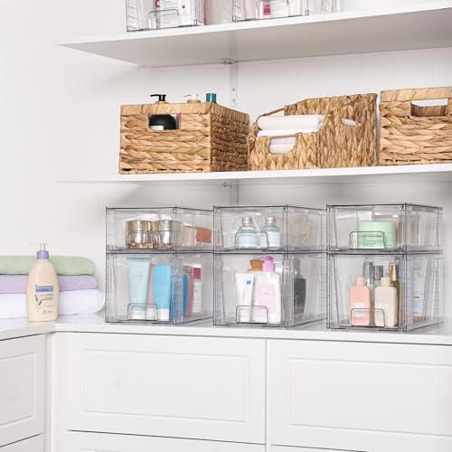 Clear Stackable Storage Drawers (3 Medium+3 Small)