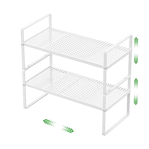 Expandable Storage Shelf (White 2 Packs / Small - 8.1"W x (16.5"-27.1")L x 9.8"H)