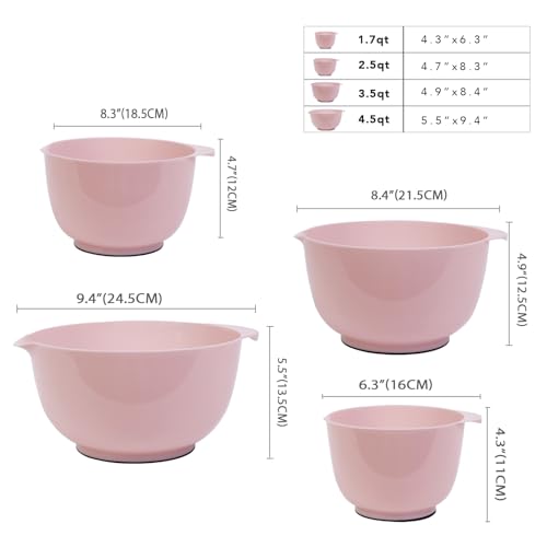 BoxedHom Classic Mixing Bowls Set of 4 (Fading Rose)