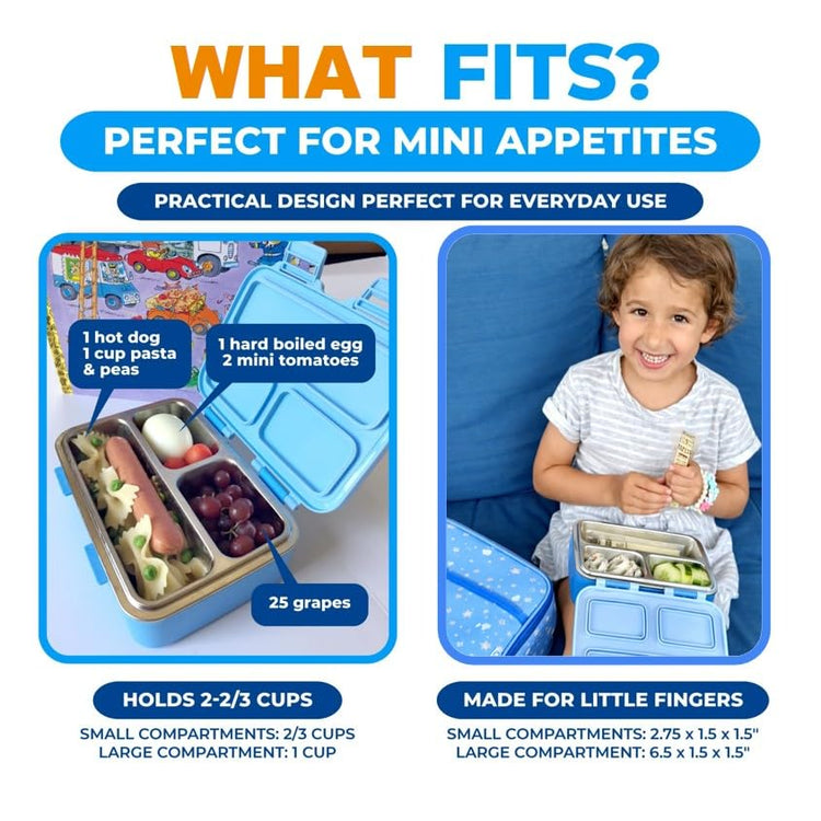 Small Stainless Steel Bento Box Lunch Container (Light Blue)