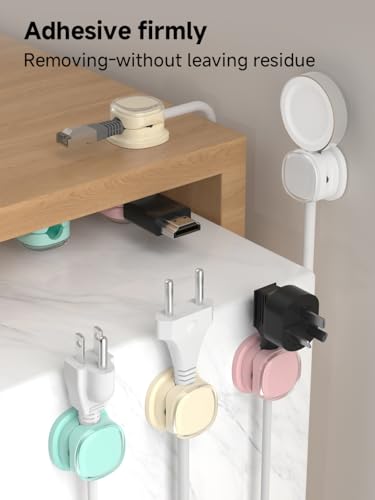 Magnetic Cable Clips (9-PCS White_Purple_Cyan_Apricot)