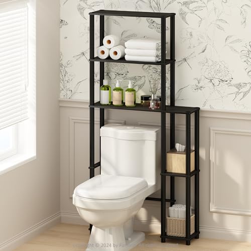 Turn-N-Tube Over The Toilet Storage, 5-Shelf Over The Toilet Organizer, Freestanding Space Saver Bathroom Shelf, for Bathroom Organizers and Storage, Black Espresso (5-Shelf / Black Espresso/Black)