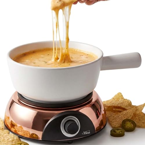 Electric Dip Warmer & Fondue Pot with Adjustable Temperature (White)