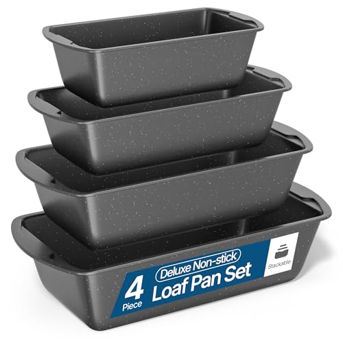 Nonstick Loaf Pan Set Pack of 4 (Gray Marble / 4 Pack (Varied Sizes))