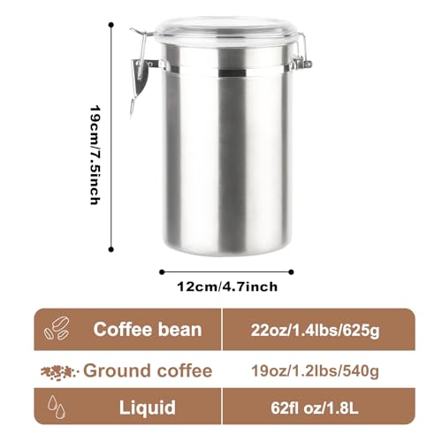 Stainless Steel Food Container with Clear Lids Airtight Container Stackable Small Canisters Kitchen Pantry Storage for Cereal (1.8L Silver-2)