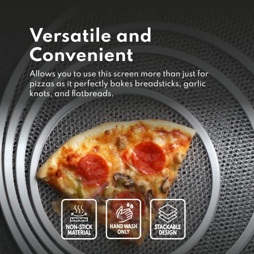 Restaurant Grade Seamless Aluminum Pizza Baking Screen (14-Inch / Silver)