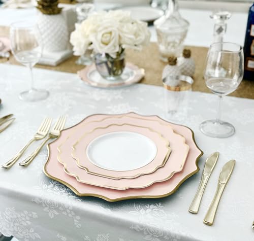 OCCASIONS " 320 Piece set (320 Piece (40 Guest) / A. Imperial Blush Pink & Gold)