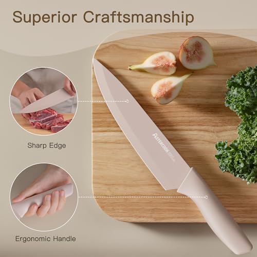 Knife Set 13 Pieces Kitchen Knives Set with Healthy Anti (Cream)