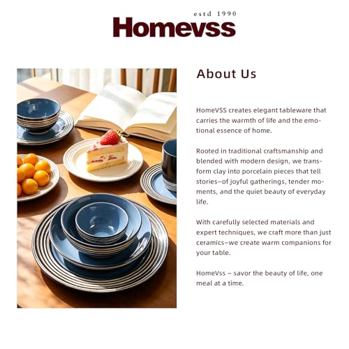HomeVss 48 Piece Dinnerware Set (Blue / Service for 8 - 48pc Set)