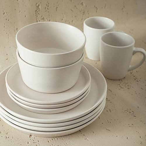 Albie Stoneware 16 Piece Modern Dinnerware Set (16 Piece - Service for 4 / White Speckled)
