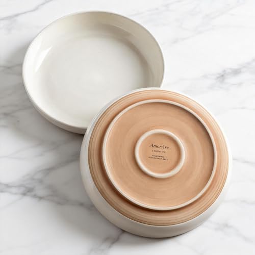8.75'' Large Ceramic Pasta Bowls (Light Beige(8.75inch))