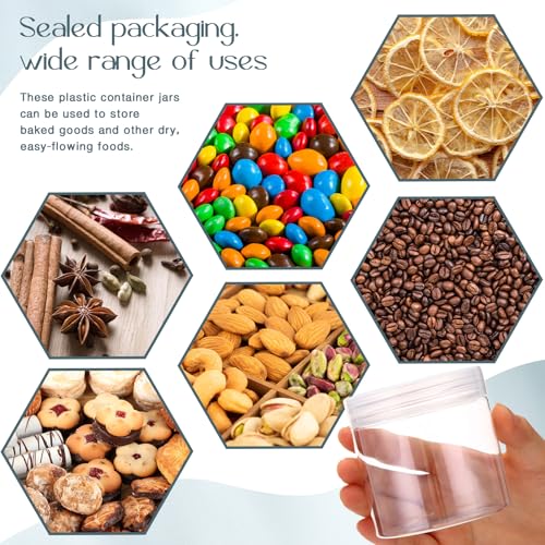 6 Pack 10 oz Plastic Jars Containers with Lids Wide (Clear / 10 oz)