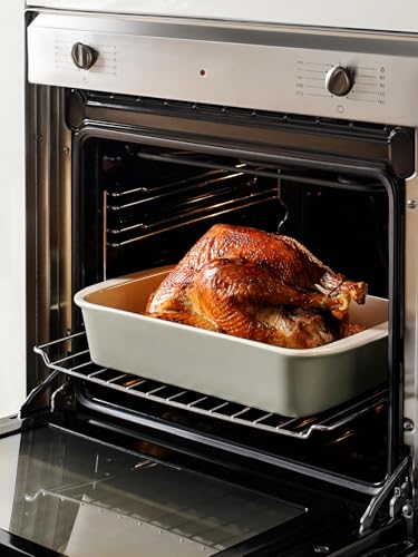 Ceramic Casserole Dishes for Oven with 304 Racks (Oatmeal Greige / 13.7"+11"+8.3")