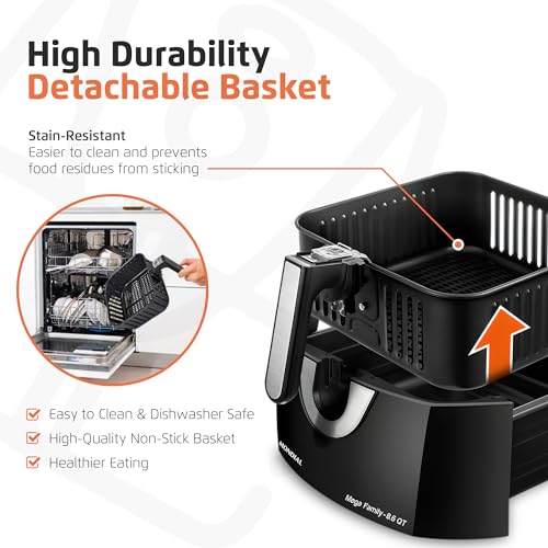Air Fryer 8 in (Black - 8.6 QT)