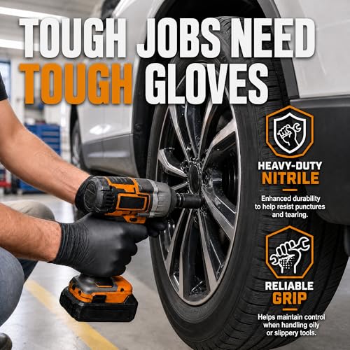 Nitrile Gloves HEAVY DUTY 7 Mil Disposable Rubber Black Gloves Medium (Medium)