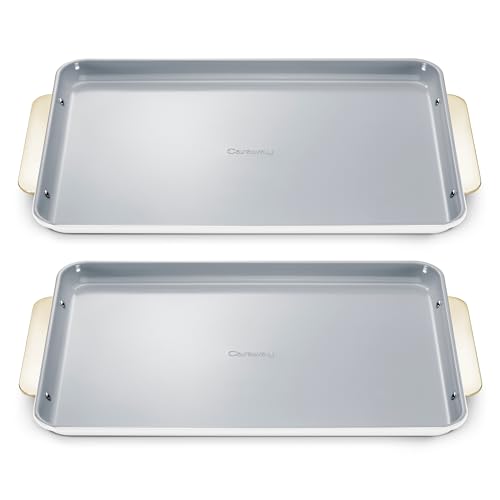 Non Stick Ceramic Large Baking Sheet Duo (White / 2x Large 18" x 13")