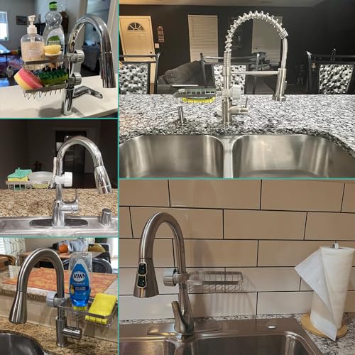 Sponge Holder Over Faucet Kitchen Sink Caddy Organizer (Chrome)