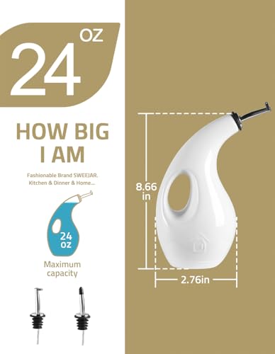 Sweejar Ceramic Olive Oil Dispenser Bottle (White / 24 Oz(Hollowed))