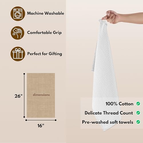 Cotton Kitchen Towel with Hanging Loop 16x26 inches (Set of 6 / White)