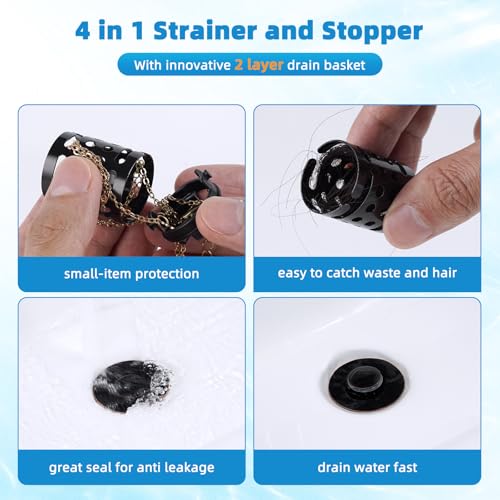 Universal Bathroom Sink Drain Stopper Hair Catcher (Oil Rubbed Bronze)