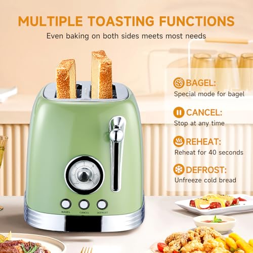 Retro Green 2‑Slice Bread Toaster (Green - 2 Slice)
