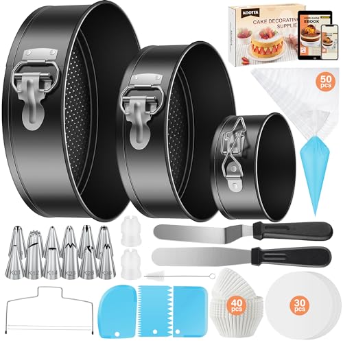 144PCs Cake Pan Set (4, 7, 9 Inch / 4"/7"/9" Cake Pan & Decorating Kit)