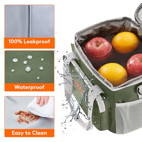 Insulated Lunch Box for Men (Gray & Green / Medium(9L))
