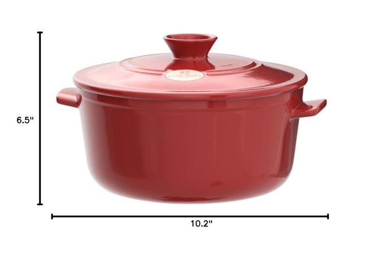 Flame Round Stewpot Dutch Oven (Burgundy / 4.2 Quart)
