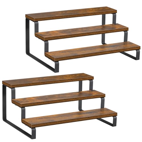 3 Tier Spice Rack (Rustic Brown, 3 Tier, 2 Pack / 3 Tier 2 Pack)