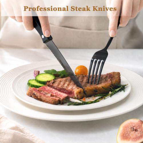 Silverware Set 48 (48 PCS / Elegant Black Pro)