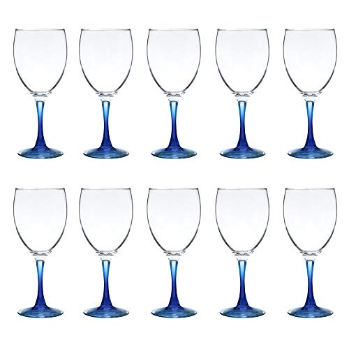 Nuance Wine Glasses by ARC 10.5 oz. Set of 10 (- Blank - Blue / 10 count)