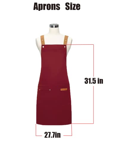 Personalized Custom Aprons Custom Adjustable Kitchen Cooking Aprons Hair Stylist Cafe Work Aprons For Men And Women (Red Color)