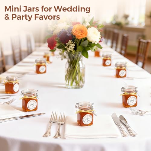 Square Small Glass Spice Jars with Airtight Lids 4 oz 12 Pack Pantry (4 fl oz x 12)