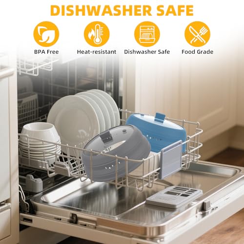 Microwave Splatter Cover Glass Cover Guard Lid with Collapsible Silicone for Food Pot Plate Cover 11.8 inch Light Grey (LIGHT GREY / 11.8 inch)