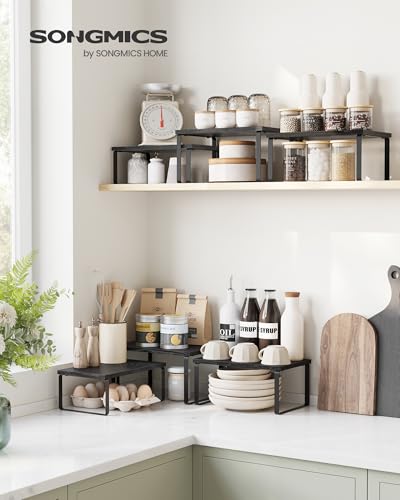 Cabinet Organizer Shelf (Ink Black + Ebony Black / S (4.6"H) + S (5.4"H) + S (6.2"H))