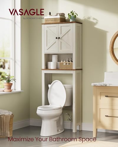 Over the Toilet Storage Cabinet (Rustic White / Without side storage(23.6"))