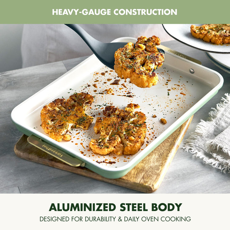 Bakeware 13" x 9" Ceramic Nonstick Quarter Sheet Pan (13" x 9" Quarter Sheet Pan / Sage Green)