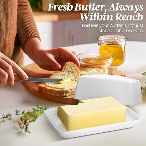 Extra Large Ceramic Butter Dish with Lid (White / Extra Large)