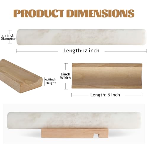 African Natural Marble French Rolling Pin (Columnar White Marble 12 Inch)