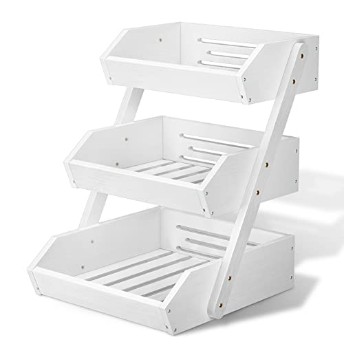3 Tier Fruit Basket for Kitchen Counter (White / 3-Tier)