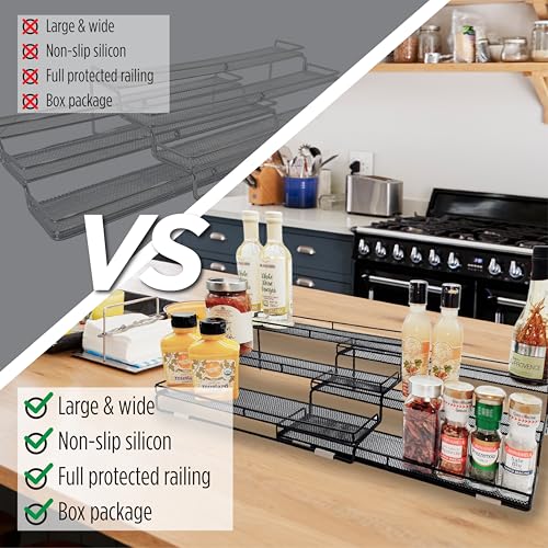 3 Tier Wide Expandable Cabinet Spice Rack Organizer (Large & Wide)