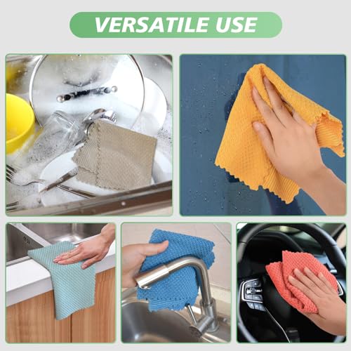 Dish Cloth for Washing Dishes Kitchen Washcloth Cleaning Cloth (Assorted Color-3 / 12inchx12inch 10pack)